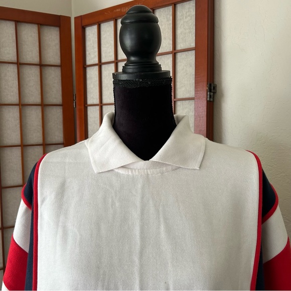 Vintage 80s 90s Men’s Red White and Blue Striped Sweatshirt - Picture 8 of 16